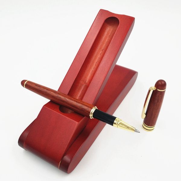 Customize logo Luxury Rosewood Pen Wooden Gel pens Wood Neutral Pen Ballpoint pen With wood holder box