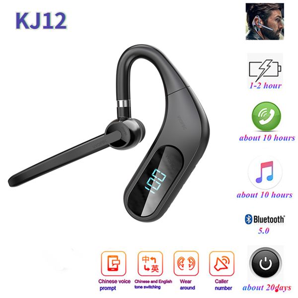 KJ12 Business Bluetooth Earbuds 5.0 TWS Wireless Headphons Earphones Stereo Gaming Headset In Ear Car Headset for Phone