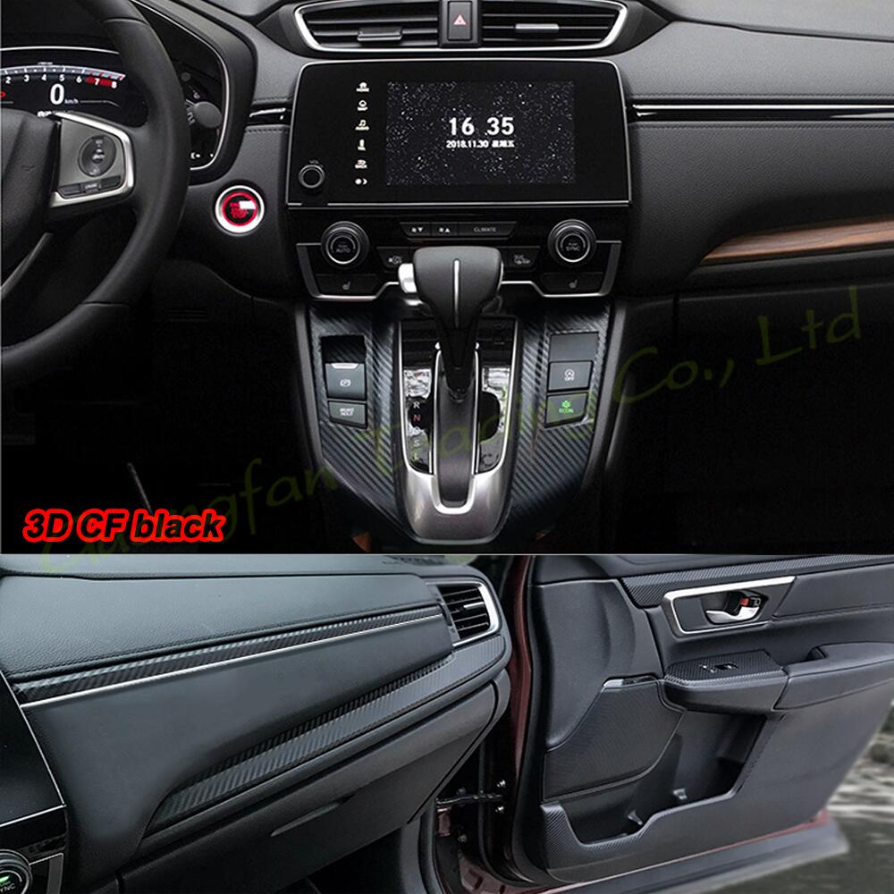 Interior Central Control Panel Door Handle 3D 5D Carbon Fiber Stickers Colour Decals Car-styling Cover Parts Products Accessories For Honda CRV Year