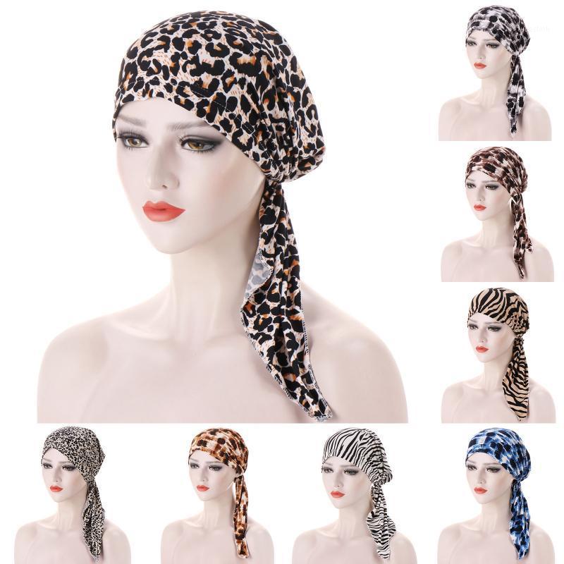 Scarves Women Fashion Hijab Cancer Chemo Muslim Leopard Print Hat Turban High-quality Head Cover Hair Loss Scarf Wrap Pre-tied Bandana