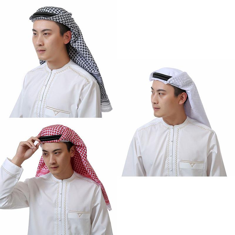 Scarves Muslim Headscarf Wrapped Head Saudi Arabia Turban Dubai UAE Travel Prayer Square Scarf For Men 138*138cm
