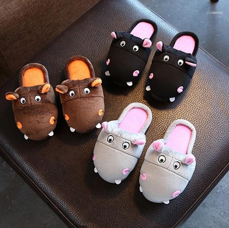 Slippers Women Winter Warm Cartoon Hippopotamus Home Soft Plush Indoor Floor House Shoes Non-slip Bedroom1