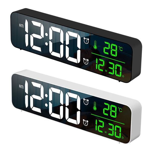 LED Alarm Clock Watch With USB Port Table Digital Mirror Alarm Clock Watch For Bedrooms Snooze Function Electronic Desk Clocks