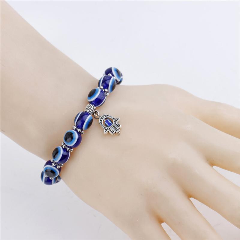 Charm Bracelets Fashion Hand Jewelry Chain Female Blue Eye Bracelet Fatima Palm Devil&#039;s Beaded Women Boys - Girls Gifts