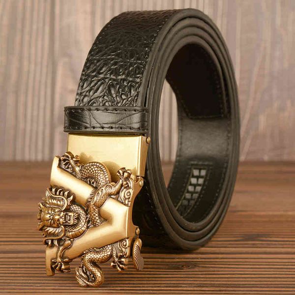 Belts V-dragon Automatic Buckle Cowhide Crocodile Personalized Men&#039;s Real Youth Fashion