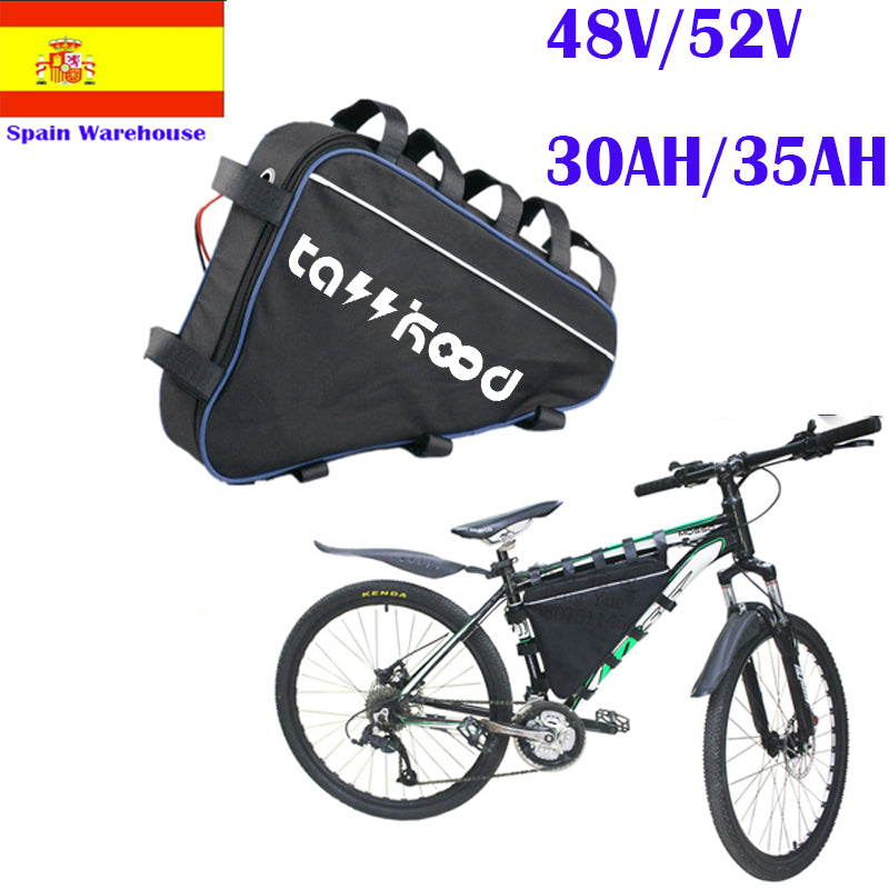52v 35ah 1500w triangle lithium electric mountain Bicycle battery pack 52 Volt 18650 e adults bike rechargeablebattery For 48V bafang 1000w 750w mot