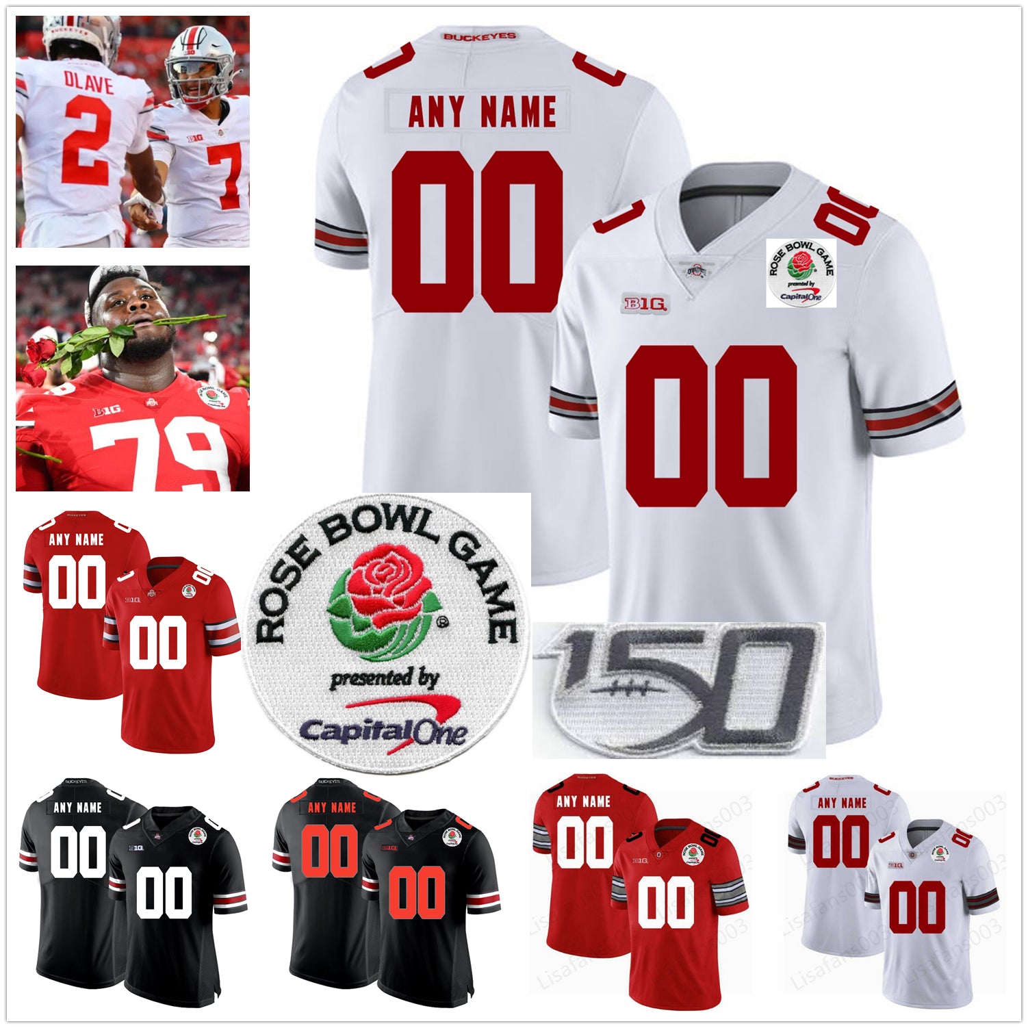Ohio State Buckeyes Jersey 2022 Rose Bowl College Football jersey TreVeyon Henderson C.J. Stroud Chris Olave Jaxon Smith-Njigba mens women youth