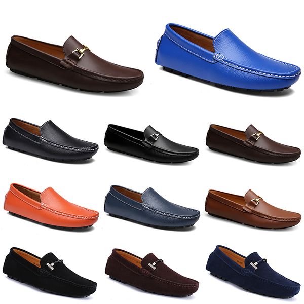 Driving Leather Doudou Breathable Shoes Soft Casual Men Soles Light Tan Black Navy White Blue Sier Yellow Grey Footwear All-Match Outdoor Cr