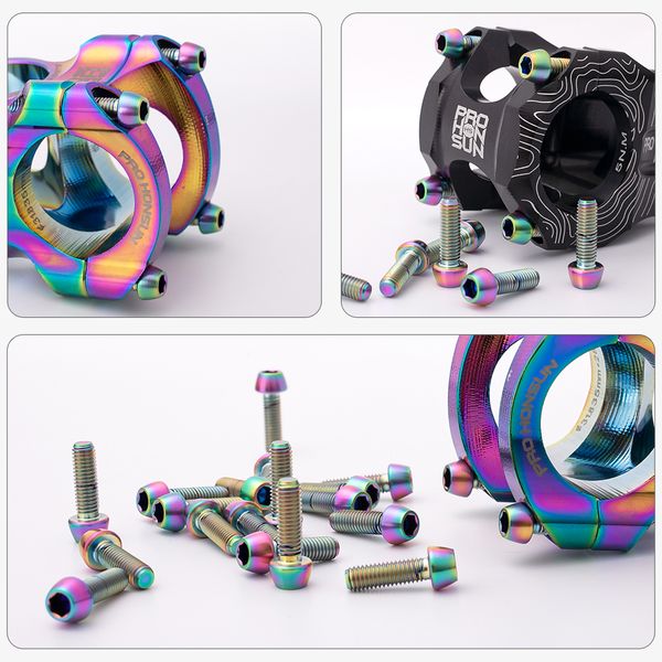 6pcs Titanium Alloy Handlebar Stem Fixing Bolts M5x15 bicycle handle Screws Road Mountain Bike stem bolts cycling accessor