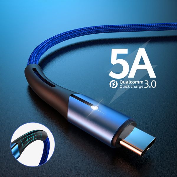 5A Type C Cable Micro USB Fast Charging Quick Sync Data High quality Cord phone cable 1m 3FT 6FT