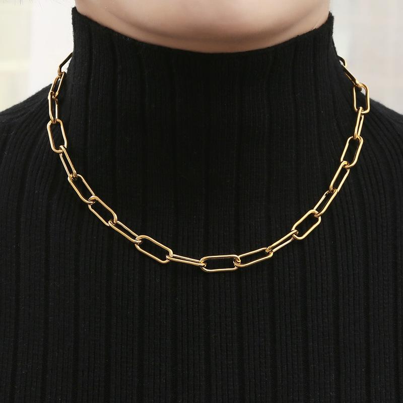 Paperclip Chain Necklace for Women Girls 14K Gold Plated Dainty Paper Clip Link Choker Necklaces Fashion Jewelry