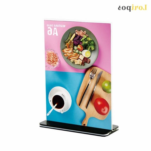 A6 Acrylic Sign Holder Black Base for Small Poster Display on Desk