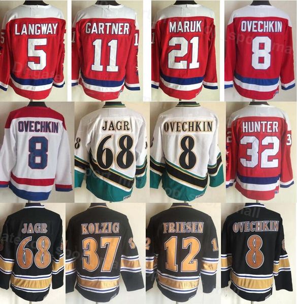 Men Vintage Retro Ice Hockey 5 Rod Langway Jersey 8 Alex Alexander 21 Dennis Maruk 11 Mike Gartner 32 Dale Hunter 68 Jaromir Jagr 12 Jeff Fr