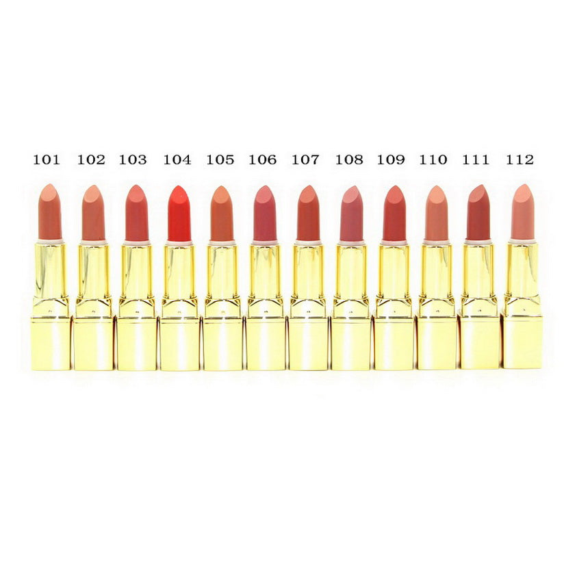 Matte Lipstick Shades For Woman Rouge A Levres Easy to Wear Natural Gold Square Tube 3.5g 12 Color Makeup Lip Stick