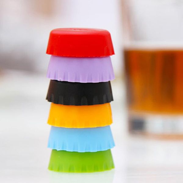 2022 new 6pcs Silicone Drinkware Lid Silicone Bottle Cap Tops Wine Beer Caps Saver Beer Bottle Lids Silica Gel Reusable Stopper Cover