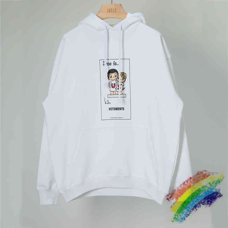 Oversize Vetements Love Is Us Hoodie Men Women 1:1 Top Version Heavy Fabric Pullover Vtm Sweatshirts Vafd