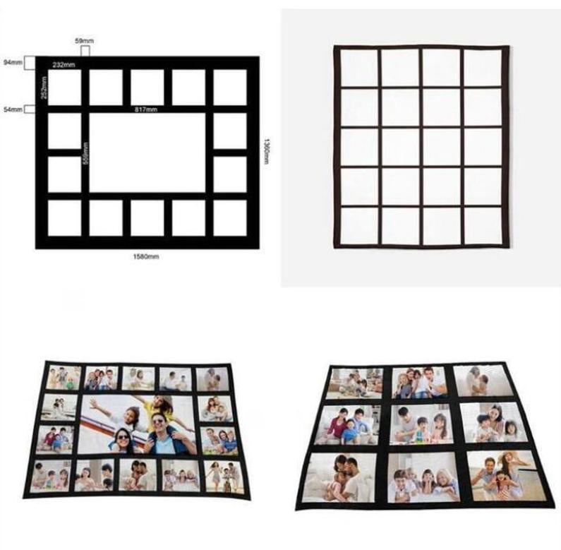 9 penels blankets Sublimation blanks Blanket Throw for Heat Press with tassels heart moon shapes Baby Printed 125*150CM Fast