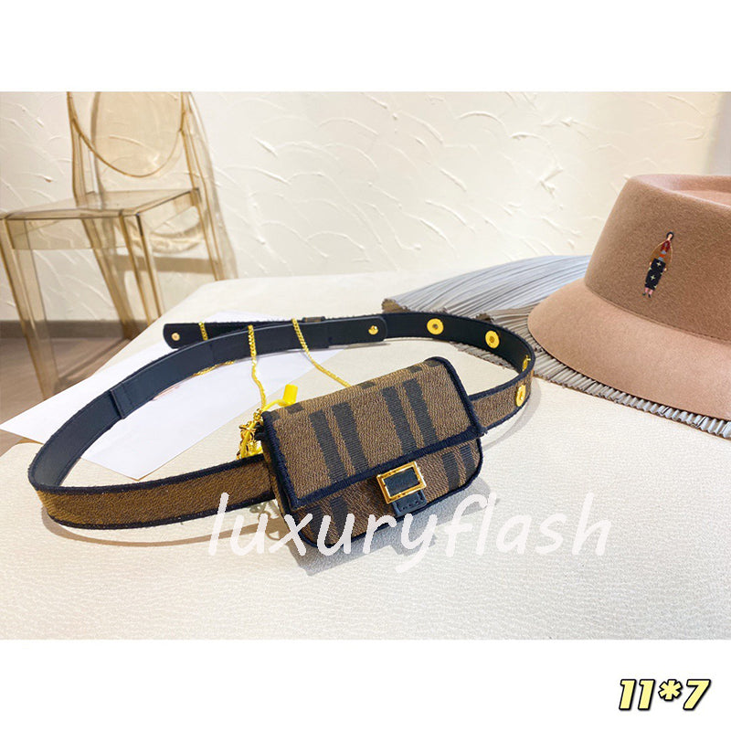 Origin Quality Women Belt Bag 2023 Designer Luxurys Fashion Leather Handbags Detachable Lipstick Coin Purse Cute Nano Mini Small Chain Bags