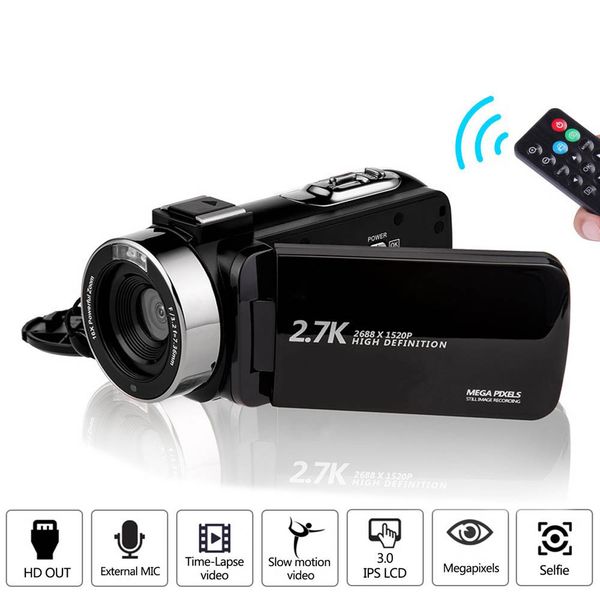 Camcorder 2.7K Ultra HD 30MP Video Camera for YouTube Live Streaming 16X Digital Zoom IR Night Touch Screen Photography Cam