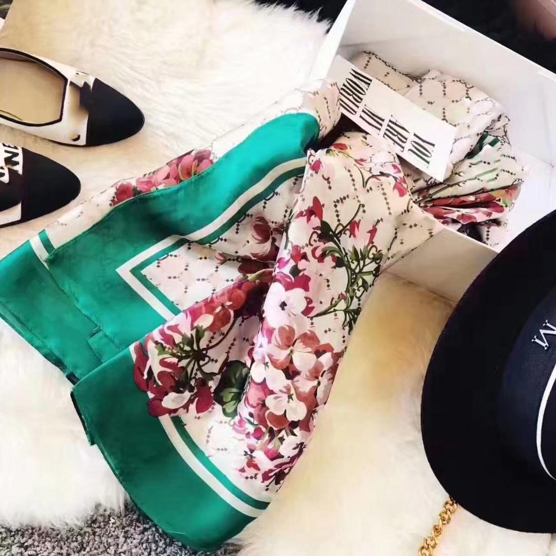 2021 summer Silk Scarf Women Plaid Natural Silk Pashmina Shawls and Wraps Long Bandana Echarpe Foulard Femme