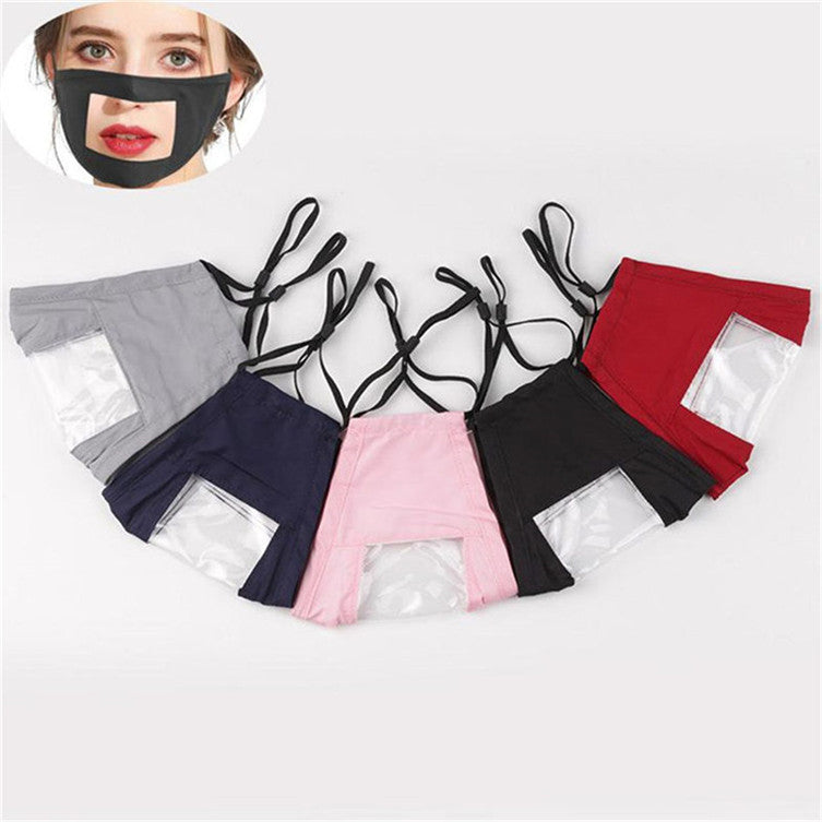 5 colors Mute Face Mask Clear Mouth Window Dustproof Mask for Deaf Lip Reading Mouth Mask Washable with Adjustable Ear Loops Boom2016