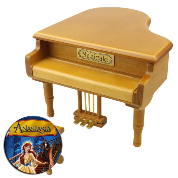 Sinzyo Wooden Grand Once upon a december Piano Shaped Music Box With Small Stool Creative birthday Gift For Valentine&#039;s day 210319