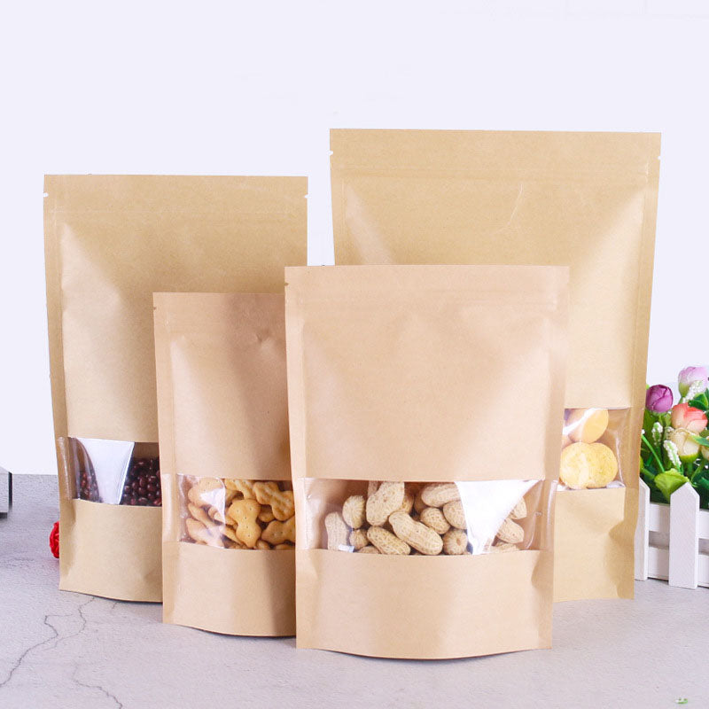 50pcs small gift bags paper kraft paper candies bags with Zip Lock Wedding Birthday Party Kids Favors Packing Supplies