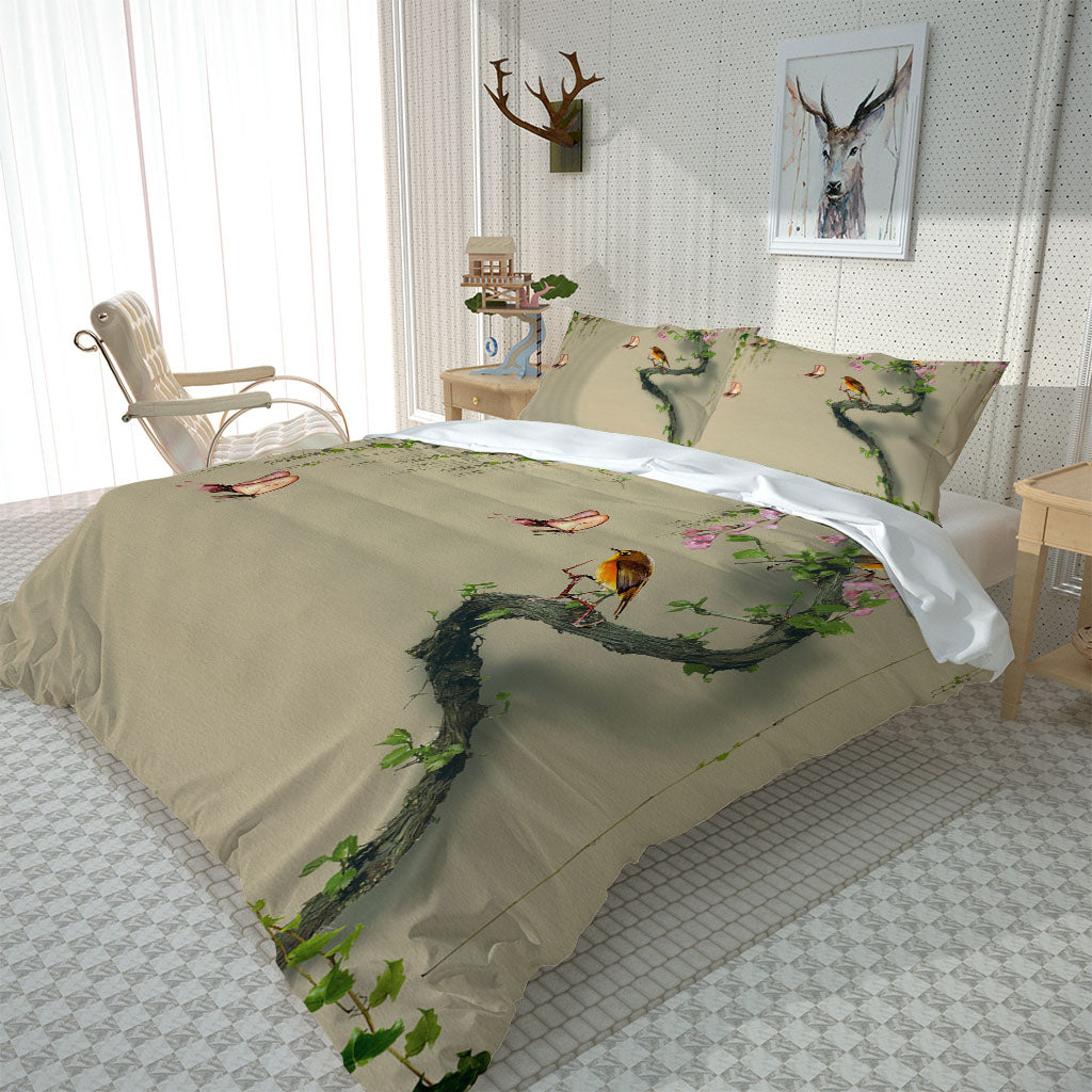 Bed Linen Sheet Quilts fresh birds bedding set 3pcs Duvet Cover Set With Pillowcase
