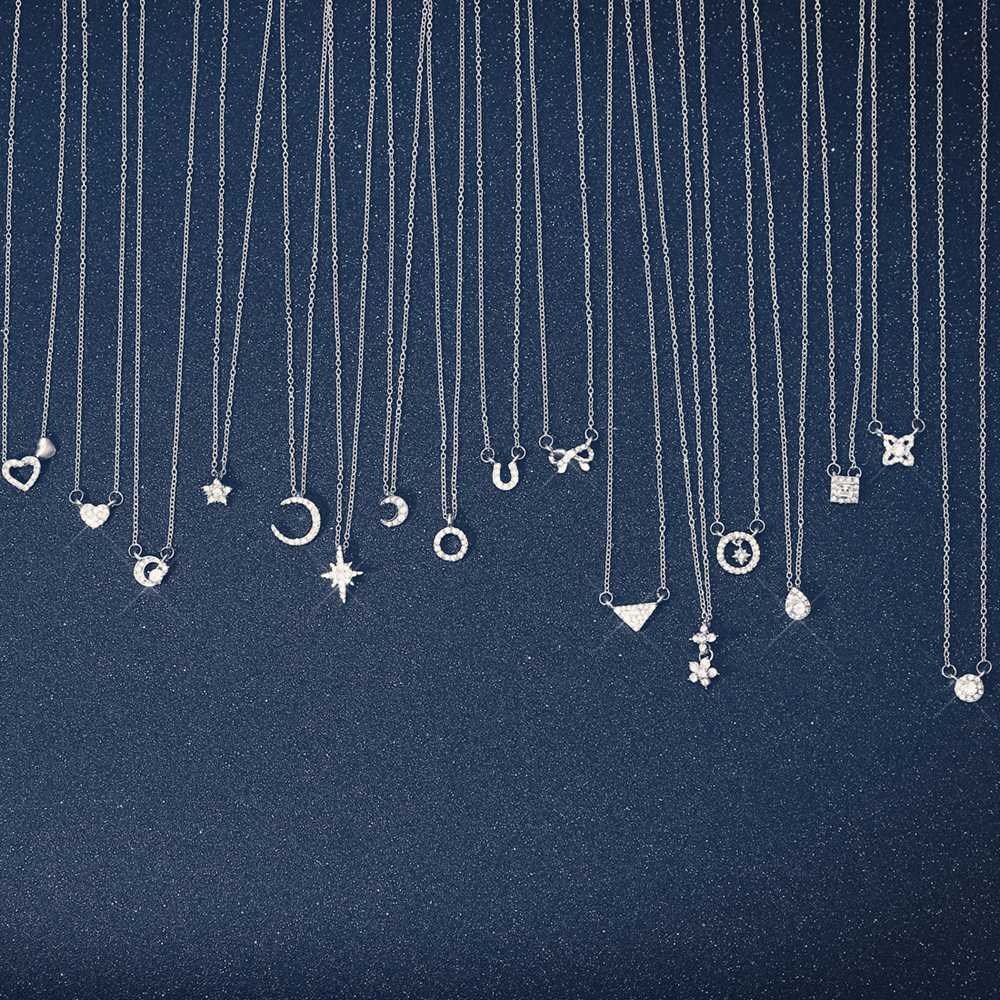 Star Paper Card Necklace Series A Variety Of Diamond Inlaid Pendant Collarbone Chain Women&#039;s Personality Dogeared Jewelry Wholesale