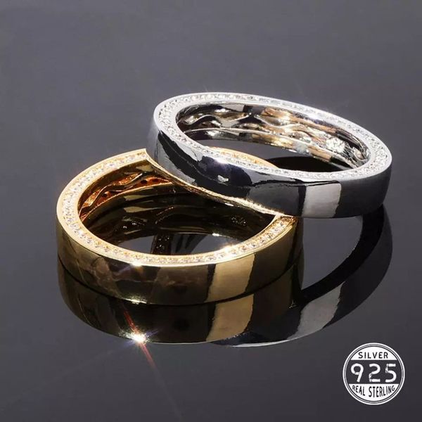 Hip Hop 925 Sterling Silver Engagement Rings Iced Out Cubic Zircon Ring 7-11 Inch Man Women&#039;s Jewelry For Gifts Party