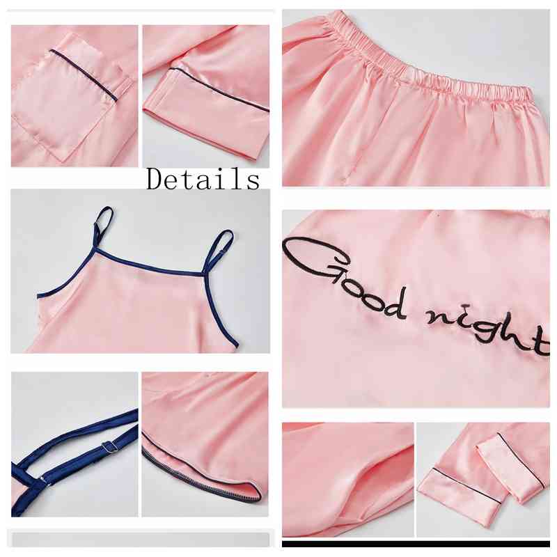 sleepwear 7 Pieces Women Pajamas Set Stain Soft Pyjama Spring Autumn Female Nightwear Solid Faux Silk Shorts Homewear 5obo NBBS