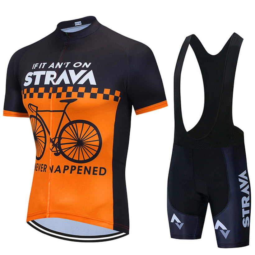 Tour De France 2021 Pro Team STRAVA Cycling Jersey Men&#039;s Summer Breathable Short Sleeve Bicycle CLothing MTB Bike Jersey Bib Shorts KIt