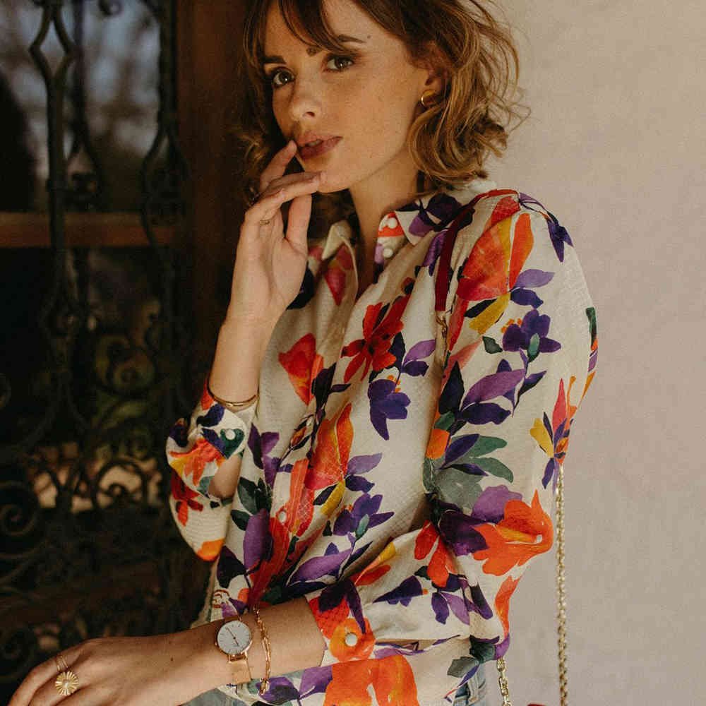 blouses Floral Print Silk Shirt Women Flowers Elegant Long Sleeve Buttons Up Loose Casual Blouse 2021 Spring Chic Femme Shirts Generous