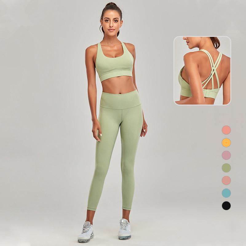 Gym Fitness Yoga Set Seamless Sportswear For Women 2 Peice Sets High Waist Leggings Bra Running Suit Clothing Outfit