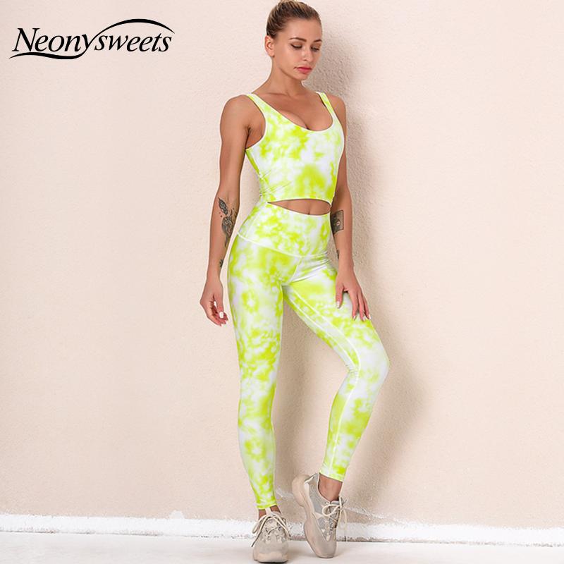 Women Printed Shockproof Bra Hip Lifting Yoga Pants Sports Gym Set Workout Leggings Seamless Tight Suit A010 Outfit