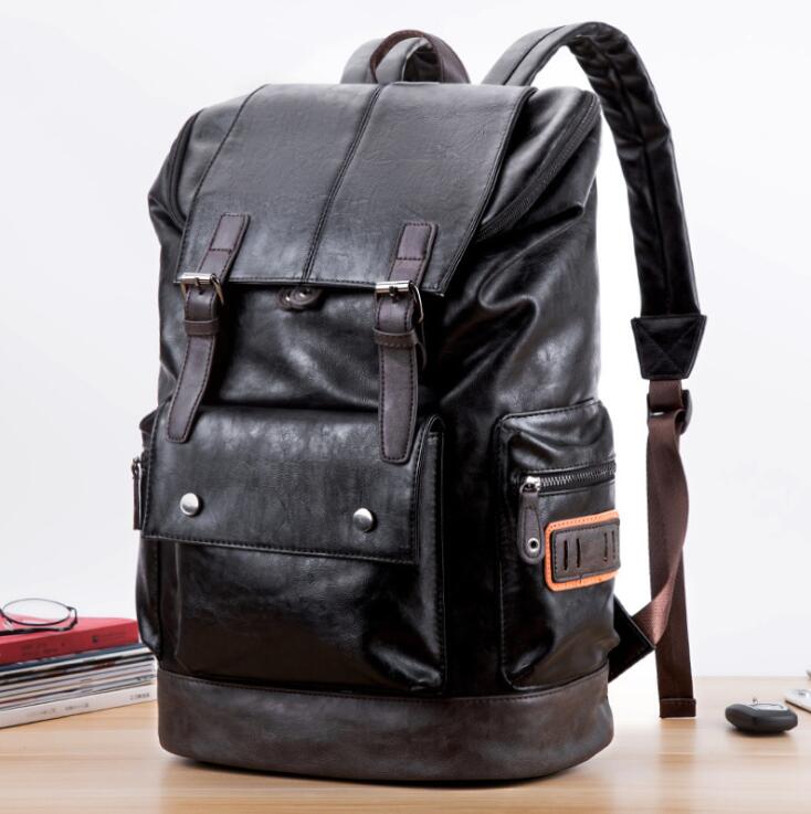 Factory wholesale brand men bag fashionable large capacity leather backpack retro color casual mens backpacks outdoor travel leathers handbag