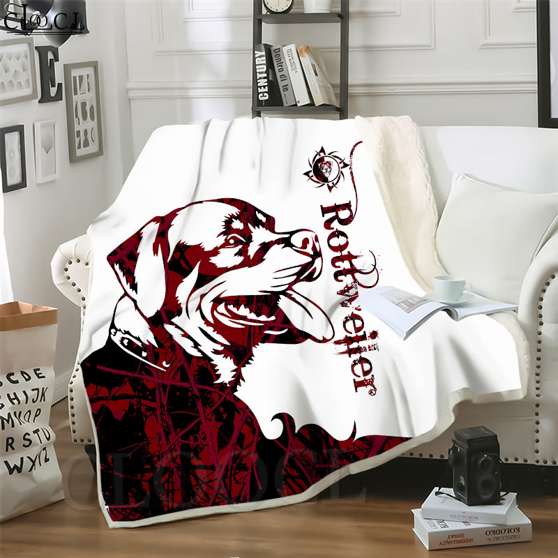 CLOOCL Blankets Pet Dog Rottweiler 3D Print Harajuku Sofa Travel Throw Blanket Teens Plush Quilt