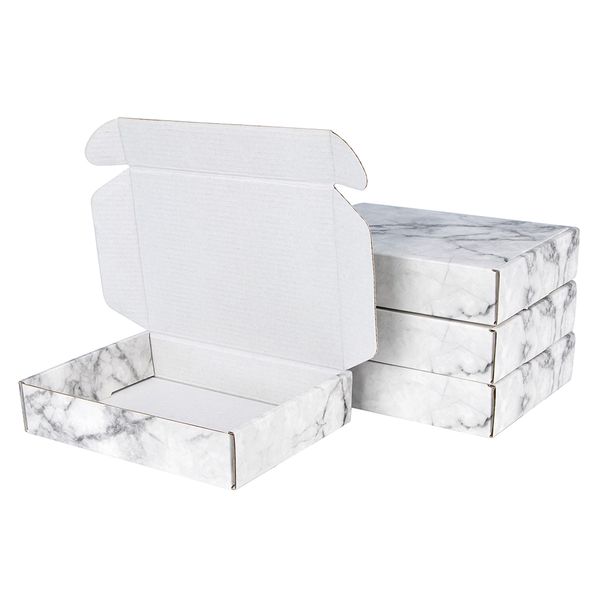 5pcs-10pcs-marble gift carton Festival Party multi color spot corrugated packing wig box supports custom size and printed 210323