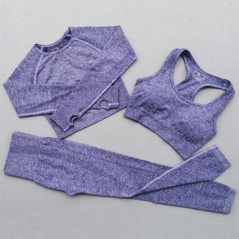 Vital Seamless Yoga Set Women Sportswear Sports Bra Long Sleeve Crop Top Running Gym Leggings Fitness Workout Outfit