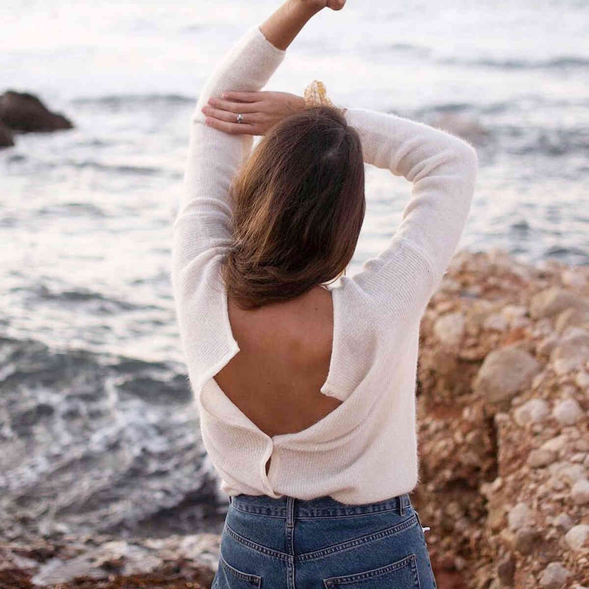 sweater Gaspard Rib Knitted Jumper Sweater Women Winter Autumn Long Sleeve Black Vintage Cardigan Office Lady Casual Sweaters Hsh5