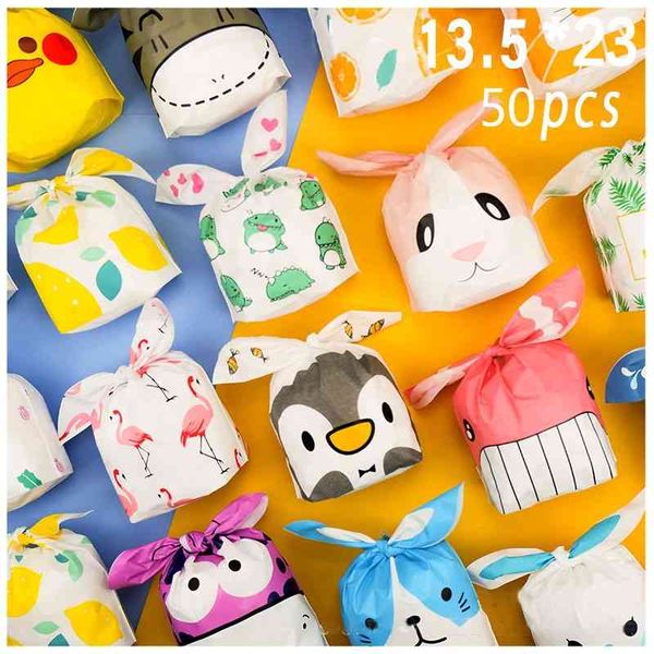 Bunny ear Goody Candy Cookie Present Rabbit Plastic Bags Party Gift For Biscuits Snack Baking Package bag 210325