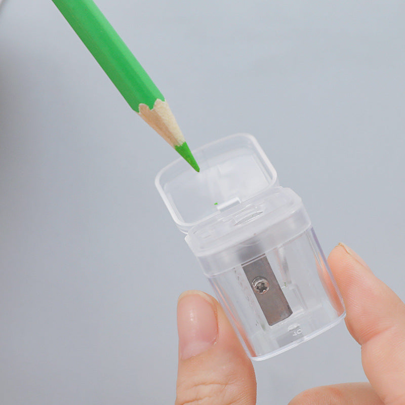 Transparent Plastic Pencil Sharpener Manual Cutting Tool Rotary Stationery Office Supply 122874