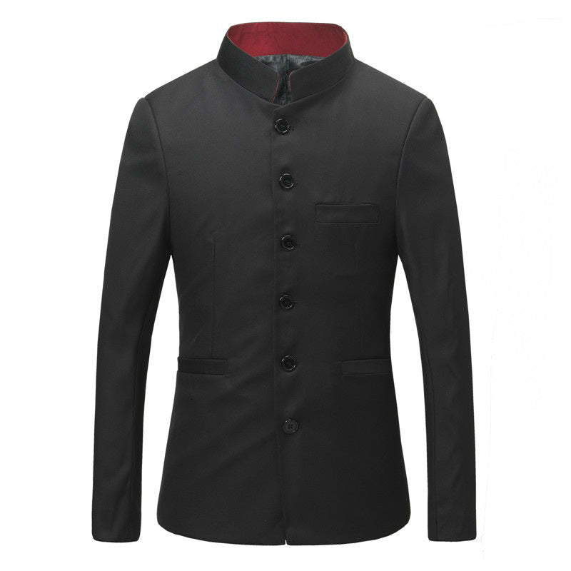 hoodies Japanese Style Red Stand Collar School Uniform Men Slim Tunic Suit Jackets