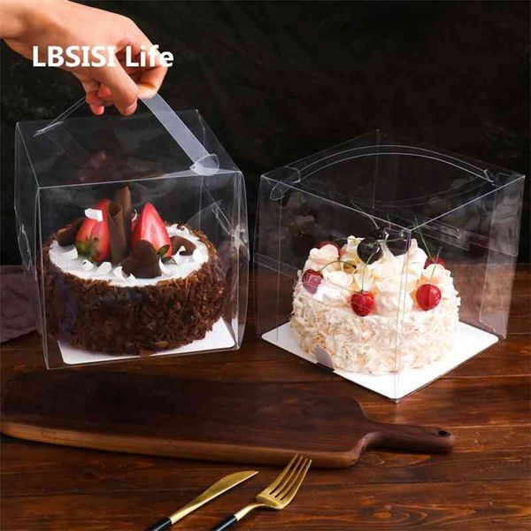 LBSISI Life 10pcs Transparent Birthday Decoration Mousse Cake Donuts-Cookies Baking Package Supplies Child Gift Favor Box 210326