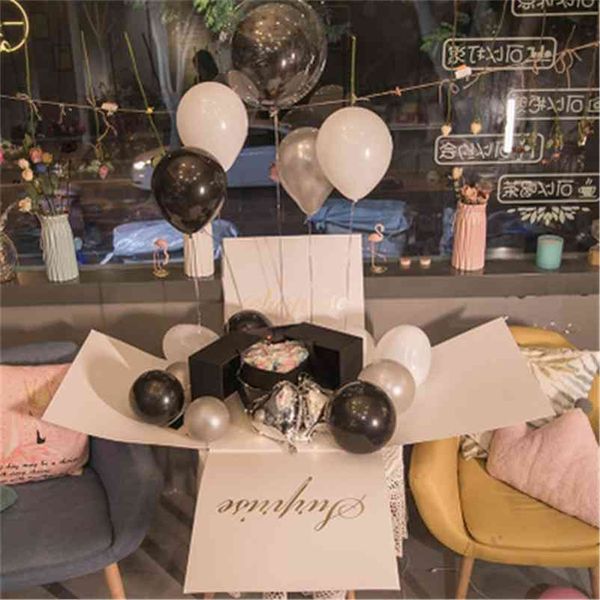 Square L Boxes Balloon Packing Box Gift Packing Box Latex Balloon Love Balloon Box Wedding Birthday Party Decor Baby Shower 210326