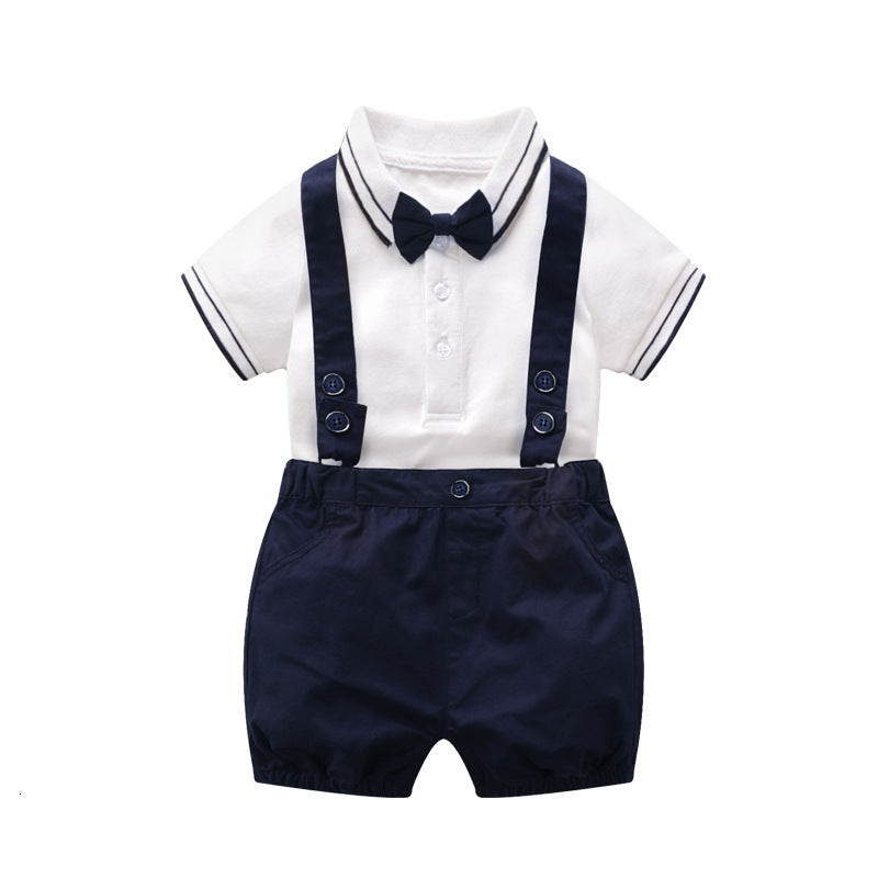 Children&#039;s suit Baby Boys Clothes Sets Summer Toddler Gentleman Cotton Shirt+ Suspender Pant Infant Boutique Clothing Newborn Baptism Outfit