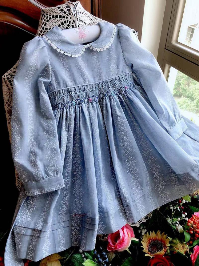 Girls&#039; dresses Infant Smocked Baby Girl Smock Frocks Long Sleeves Child Spanish Boutique Clothes Toddler Spain Handmade Smocking es