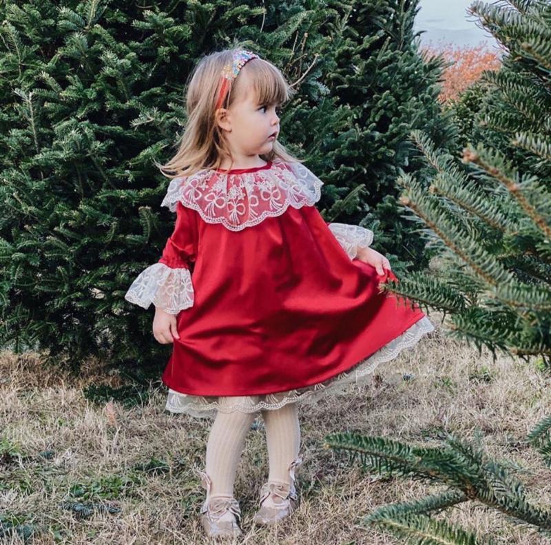 Girls&#039; dresses Kids Vintage Clothes Infant Boutique Red Veet es for Baby Girls Christmas New Year Children Spain Outfits