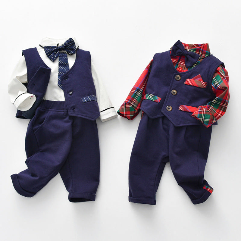 Children&#039;s suit Baby Boys Gentleman Clothing Set Newborn 1st Birthday Formal Outfit for Boy Infant Autumn 3Pcs Christening Clothes Suit