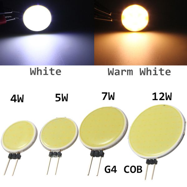 10pcs 4W-5W-7W-12W DC12V LED G4 COB Bulb Pure Warm White 15 18 30 63 leds Chips Replace Halogen Lamp Spot Light Bulbs